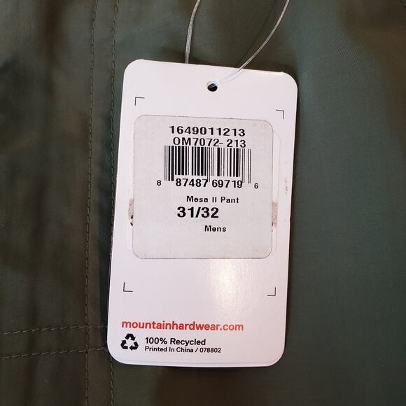 LOT OF 2 ~ NWT MOUNTAIN HARDWEAR Mesa II Pants Men's Size 31 W/ 32 L Green - Picture 5 of 16